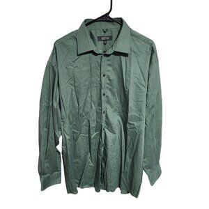 Kenneth Cole Button Front Shirt Mens Size XL Green Long Sleeve Top Business